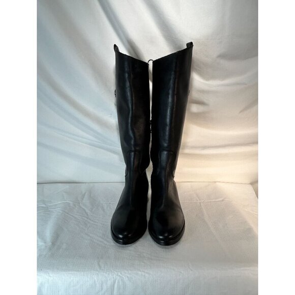 Arturo Chiang Black Riding Boots Leather Silver Button Embellished Pull On 7.5 - Picture 8 of 14